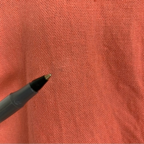 Calvin Klein Linen Blend Shirt Dress Women’s 10 Coral Roll Tab Sleeves Buttons - Picture 10 of 16